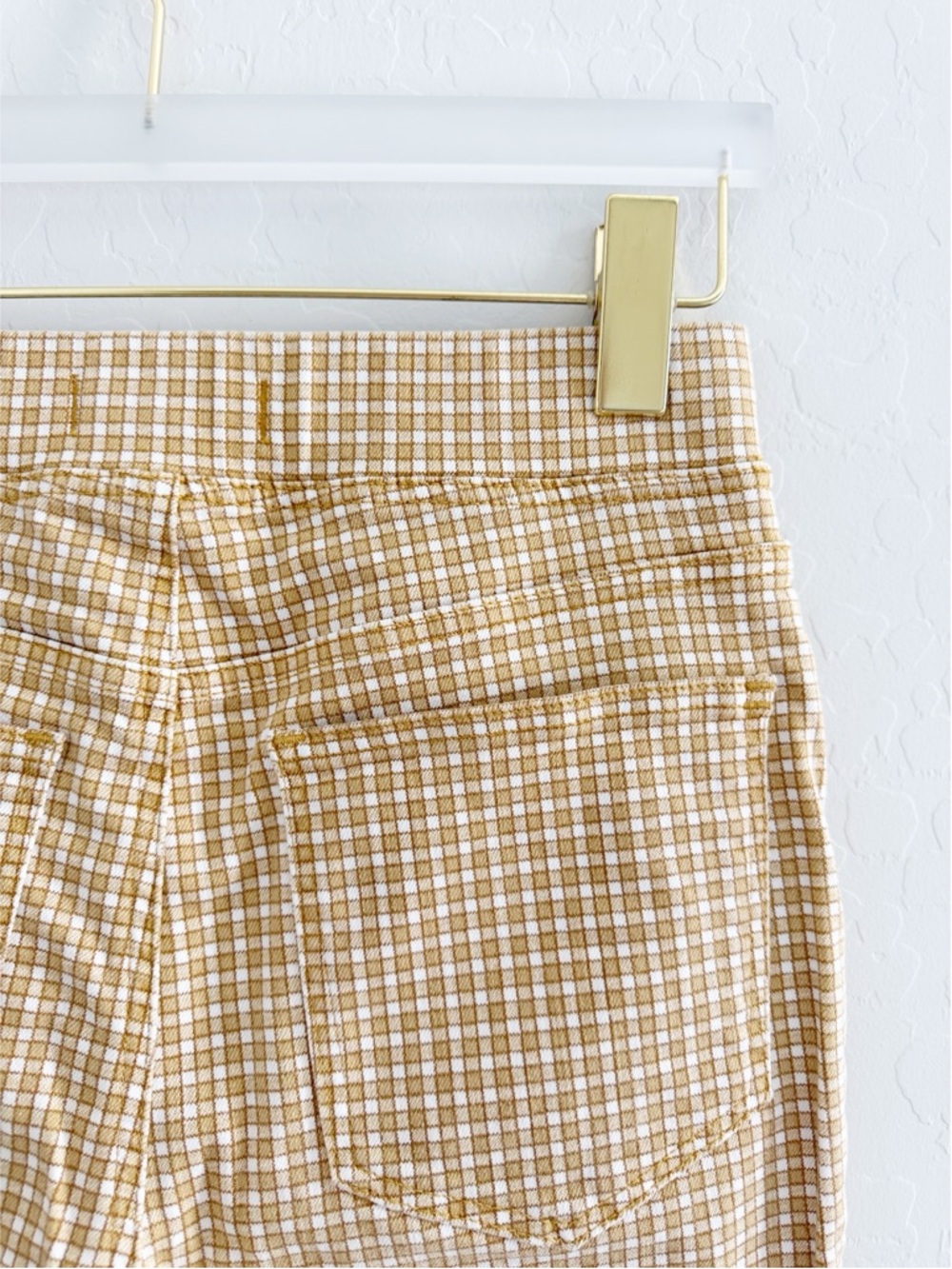 NEW Madewell Pull-On Skinny Flare Jeans in Mini Check Plaid Autumn Gold Yellow - Picture 8 of 14